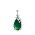 Ethnic style five petals green chalcedony pendant retro flower zircon dropshaped green agate necklace jewelrypicture12